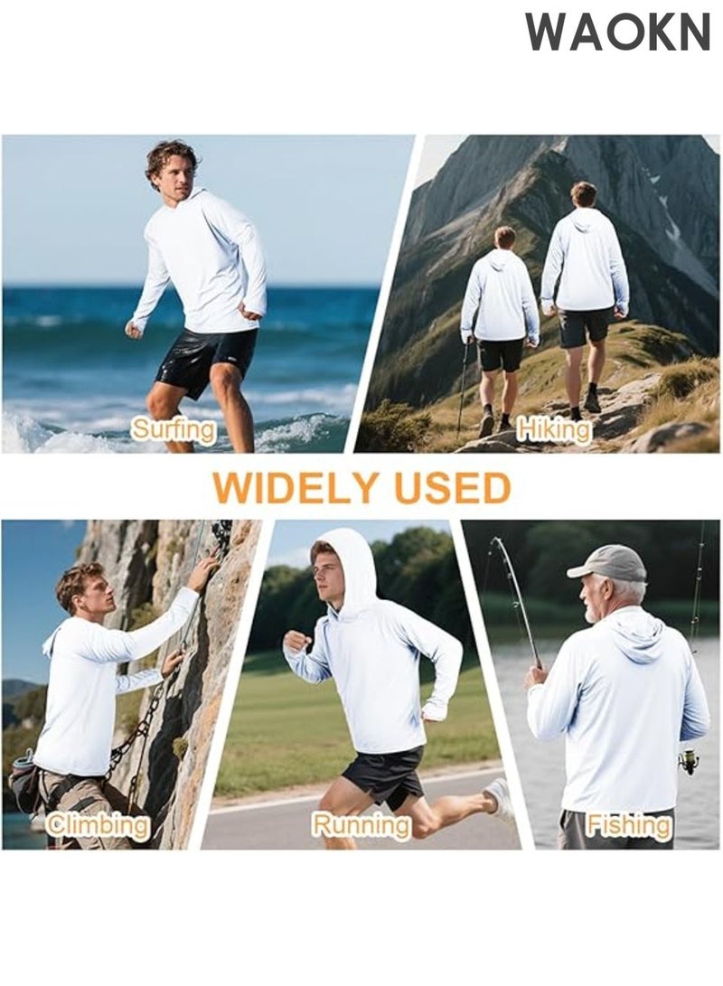 WAOKN Men and women's Hoodies UPF 50+ Sun Protection Performance Long Sleeve T-Shirt , UV Breathable Men and women's UPF 50+  Men and women Sun Protection Swim Hoodie Long Sleeve Quick Dry Outdoor Hoodies , unisex , white . - Image 5